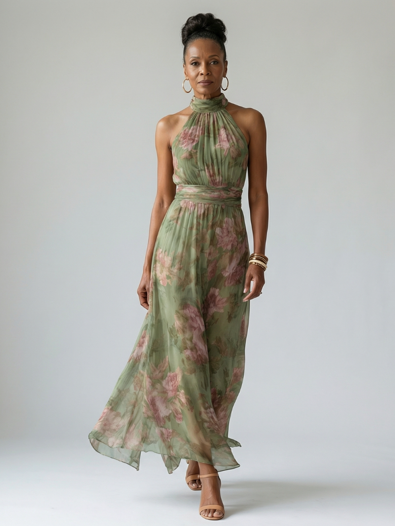Mirella | Abito Midi con Scollo All’Americana Arricciato