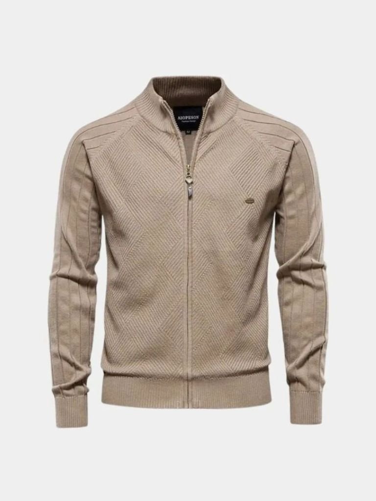 Cardigan Maglione Jacquard con Zip - Roma Essenza