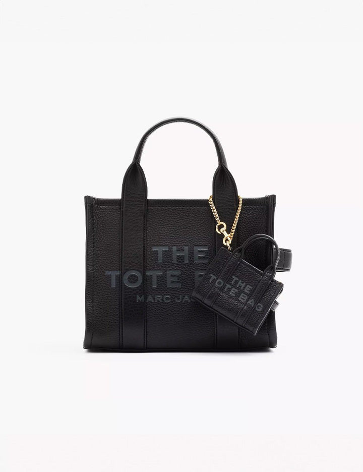 nano tote charm leather nero
