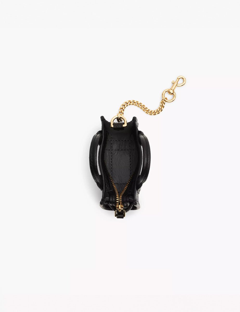 nano tote charm leather nero