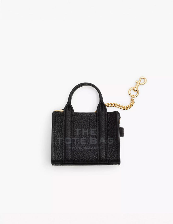 nano tote charm leather nero